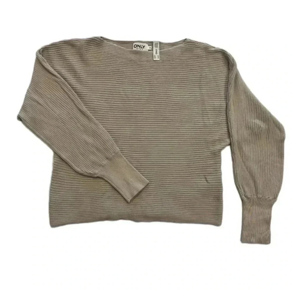 ONLY Knit Cream Tan Ribbed  Ling Sleeve Sweater Size Medium - Picture 7 of 11